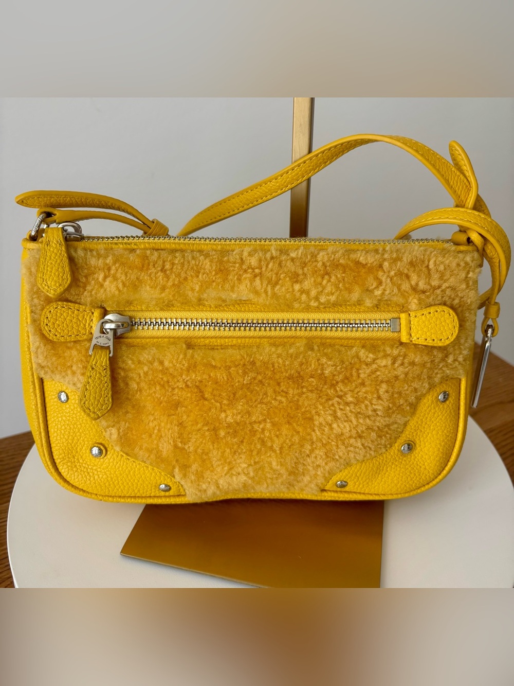 Coach Banana Yellow Shearling & Leather Crossbody